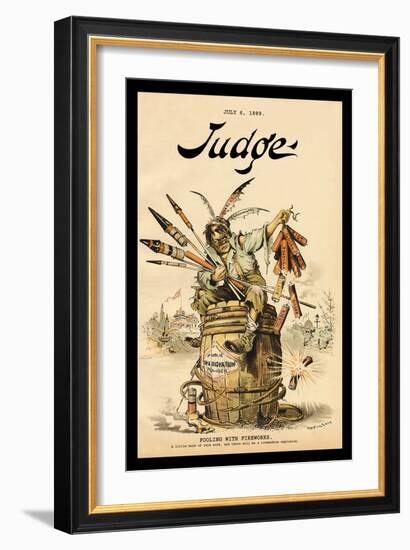 Judge Magazine: Fooling with Fireworks-Grant Hamilton-Framed Art Print