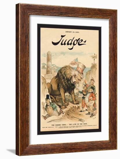 Judge Magazine: The Panama Canal the Lion in the Path-Bernhard Gillam-Framed Art Print