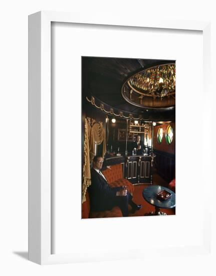 Judge Roy Mark Hofheinz in His Private Railway Car Bar Touring Astroworld Amusement Park, 1968-Mark Kauffman-Framed Photographic Print