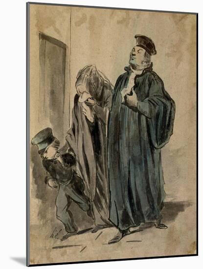 Judge, Woman and Child-Honore Daumier-Mounted Giclee Print