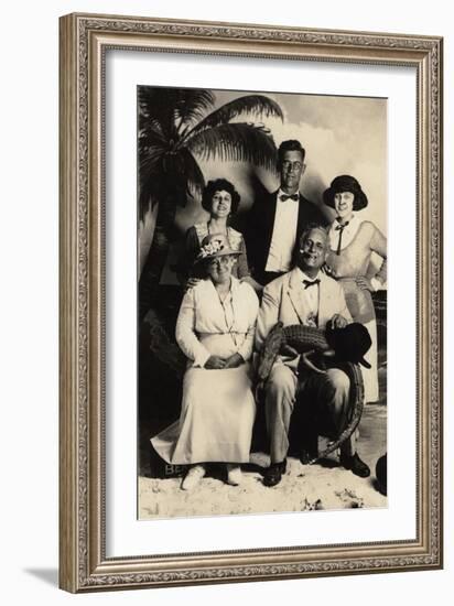 Judge Worley and Family Pose with a Stuffed Alligator, 1905-null-Framed Photographic Print