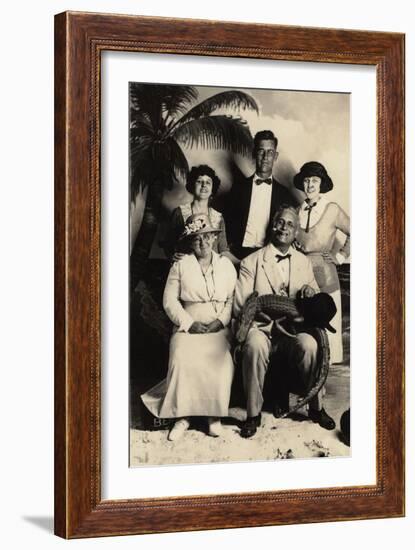 Judge Worley and Family Pose with a Stuffed Alligator, 1905-null-Framed Photographic Print