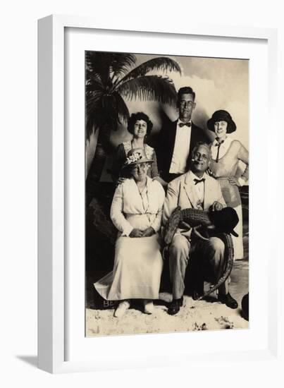 Judge Worley and Family Pose with a Stuffed Alligator, 1905-null-Framed Photographic Print