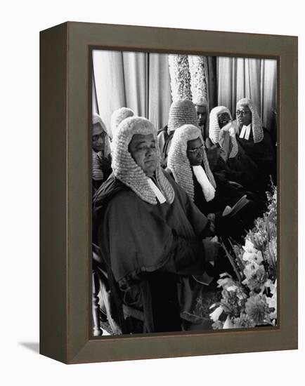 Judges Waiting to Meet Queen Elizabeth II-James Burke-Framed Premier Image Canvas