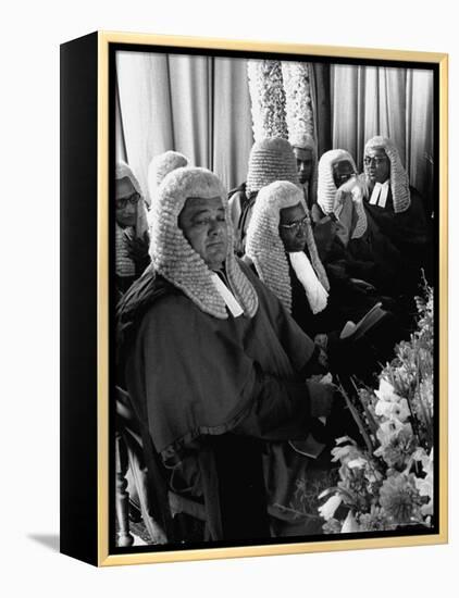 Judges Waiting to Meet Queen Elizabeth II-James Burke-Framed Premier Image Canvas