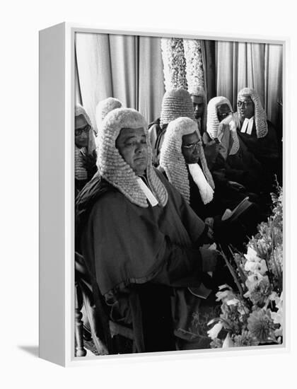 Judges Waiting to Meet Queen Elizabeth II-James Burke-Framed Premier Image Canvas