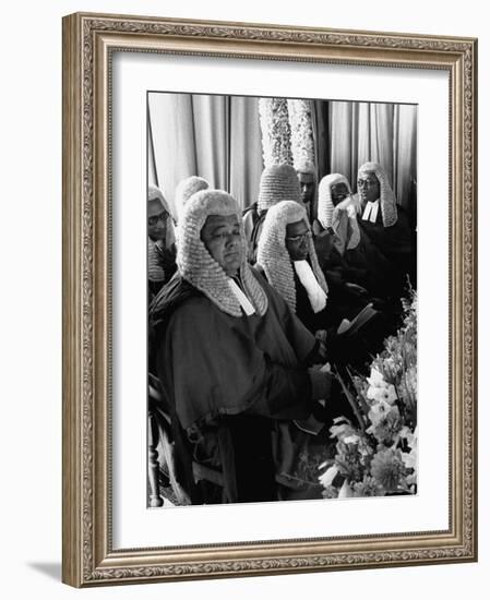 Judges Waiting to Meet Queen Elizabeth II-James Burke-Framed Photographic Print