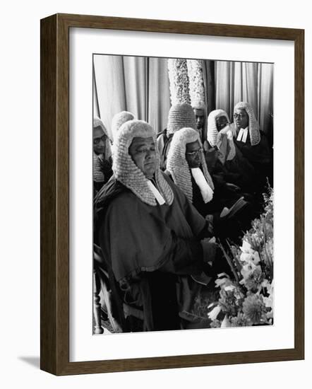 Judges Waiting to Meet Queen Elizabeth II-James Burke-Framed Photographic Print