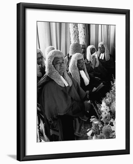 Judges Waiting to Meet Queen Elizabeth II-James Burke-Framed Photographic Print