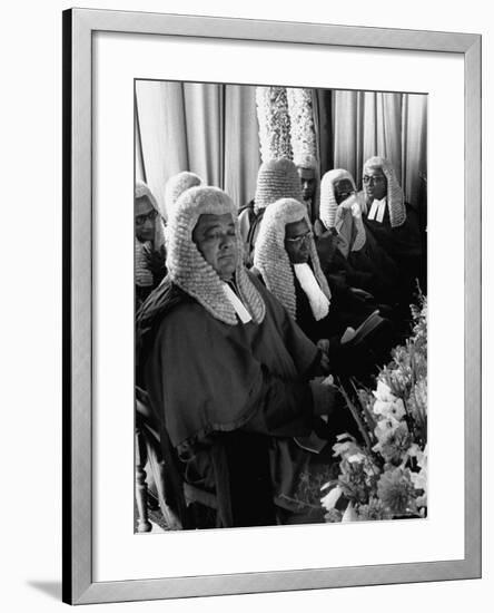 Judges Waiting to Meet Queen Elizabeth II-James Burke-Framed Photographic Print