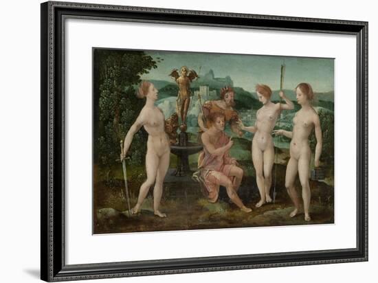 Judgment of Paris-Meester van de Vrouwelijke Halffiguren-Framed Art Print