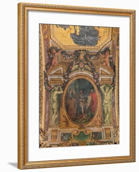 Judicial Reformation in 1667, Ceiling Painting from the Galerie Des Glaces-Charles Le Brun-Framed Giclee Print