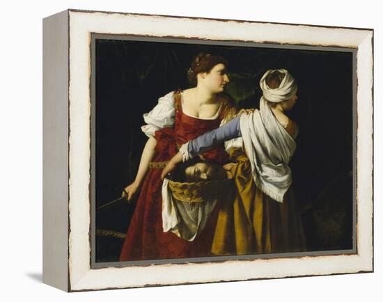 Judith and Her Maidservant with the Head of Holofernes-Orazio Gentileschi-Framed Premier Image Canvas