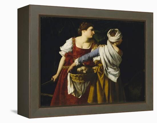 Judith and Her Maidservant with the Head of Holofernes-Orazio Gentileschi-Framed Premier Image Canvas