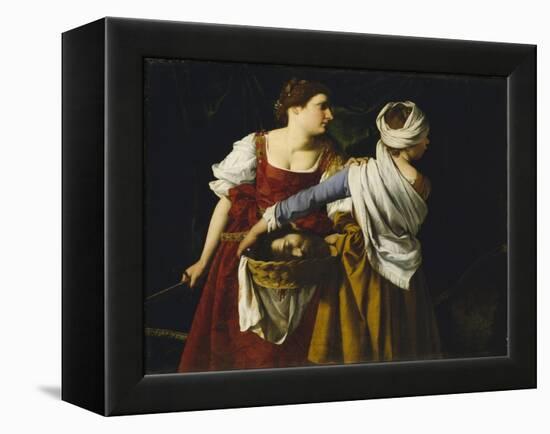 Judith and Her Maidservant with the Head of Holofernes-Orazio Gentileschi-Framed Premier Image Canvas