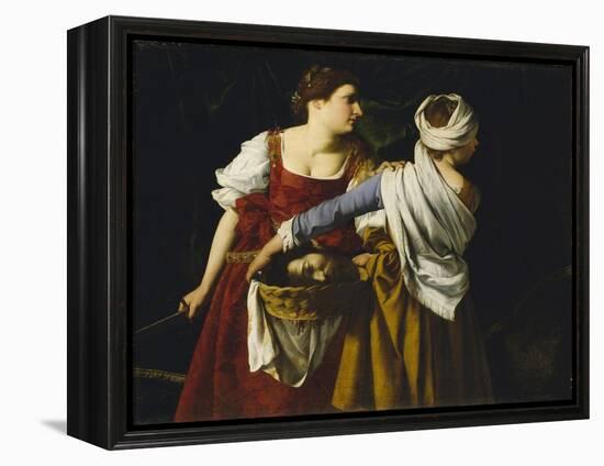 Judith and Her Maidservant with the Head of Holofernes-Orazio Gentileschi-Framed Premier Image Canvas