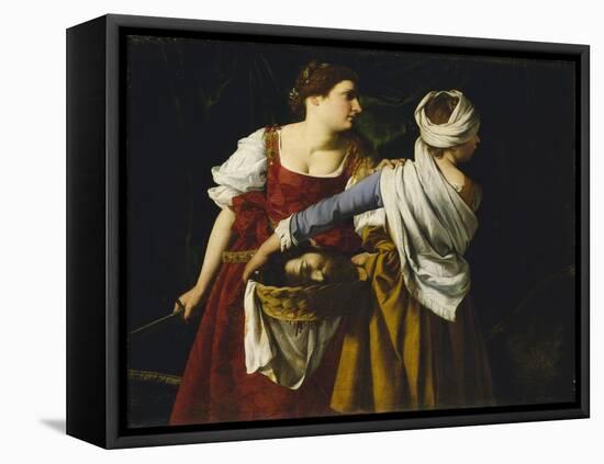 Judith and Her Maidservant with the Head of Holofernes-Orazio Gentileschi-Framed Premier Image Canvas