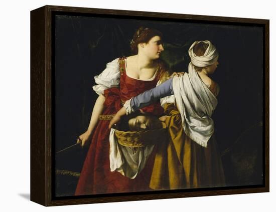 Judith and Her Maidservant with the Head of Holofernes-Orazio Gentileschi-Framed Premier Image Canvas