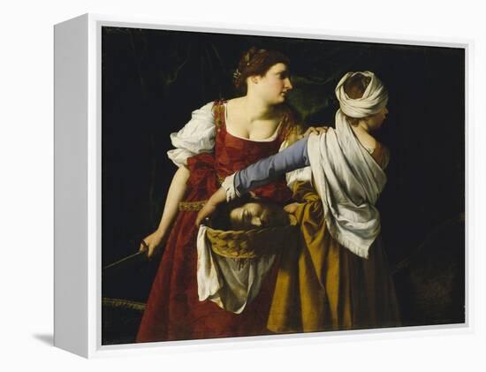 Judith and Her Maidservant with the Head of Holofernes-Orazio Gentileschi-Framed Premier Image Canvas