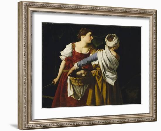 Judith and Her Maidservant with the Head of Holofernes-Orazio Gentileschi-Framed Giclee Print