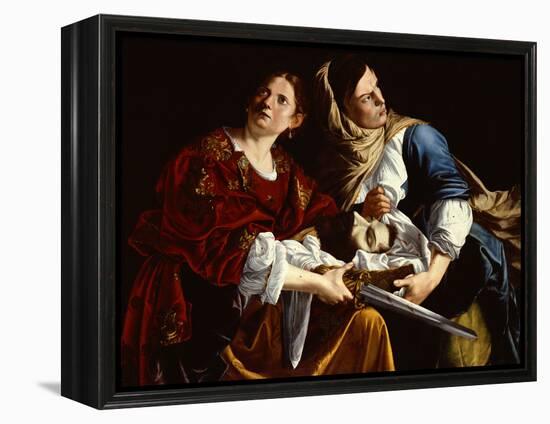 Judith and her Maidservant with the Head of Holofernes-Artemisia Gentileschi-Framed Premier Image Canvas