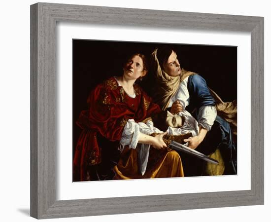 Judith and her Maidservant with the Head of Holofernes-Artemisia Gentileschi-Framed Giclee Print