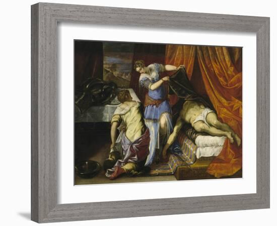 Judith and Holofernes, c.1577-Jacopo Robusti Tintoretto-Framed Giclee Print