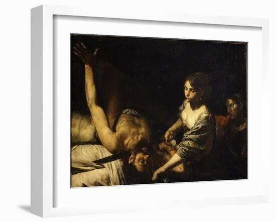 Judith and Holofernes (Judith Kills Holofernes, Assyrian General of Nebuchadnezzar)-Valentin de Boulogne-Framed Giclee Print