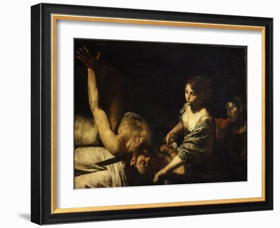 Judith and Holofernes (Judith Kills Holofernes, Assyrian General of Nebuchadnezzar)-Valentin de Boulogne-Framed Giclee Print