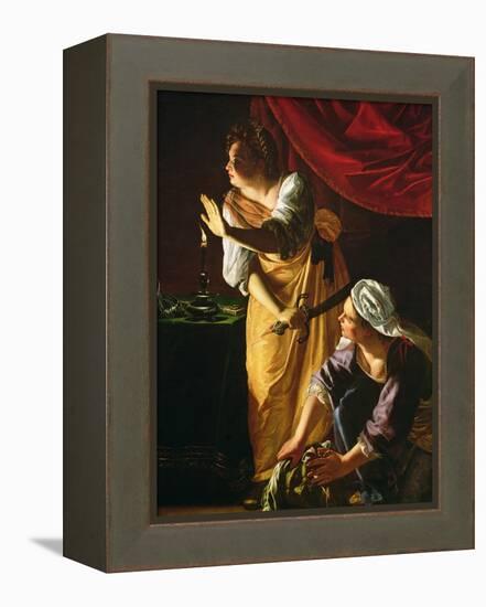 Judith and Maidservant with the Head of Holofernes, c.1625-Artemisia Gentileschi-Framed Premier Image Canvas