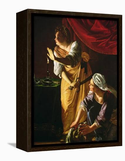 Judith and Maidservant with the Head of Holofernes, c.1625-Artemisia Gentileschi-Framed Premier Image Canvas