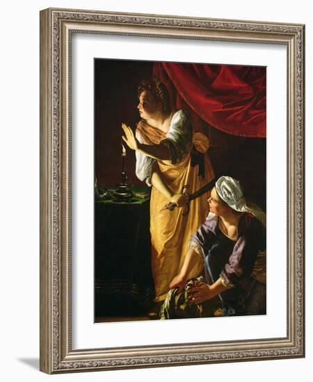 Judith and Maidservant with the Head of Holofernes, c.1625-Artemisia Gentileschi-Framed Giclee Print