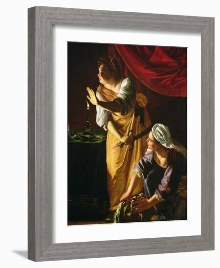 Judith and Maidservant with the Head of Holofernes, c.1625-Artemisia Gentileschi-Framed Giclee Print