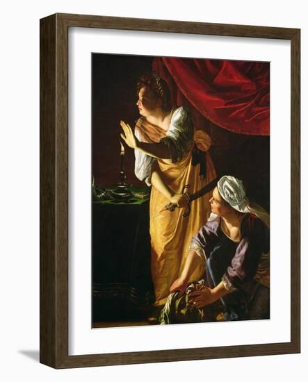 Judith and Maidservant with the Head of Holofernes, c.1625-Artemisia Gentileschi-Framed Giclee Print