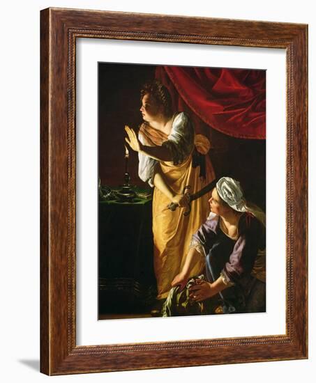 Judith and Maidservant with the Head of Holofernes, c.1625-Artemisia Gentileschi-Framed Giclee Print