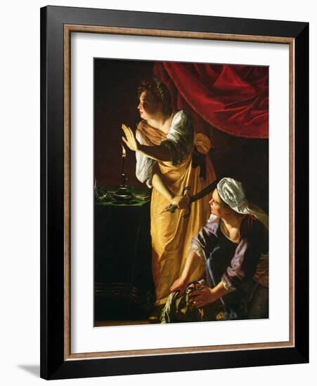 Judith and Maidservant with the Head of Holofernes, c.1625-Artemisia Gentileschi-Framed Giclee Print