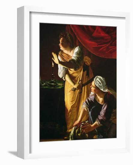 Judith and Maidservant with the Head of Holofernes, c.1625-Artemisia Gentileschi-Framed Giclee Print