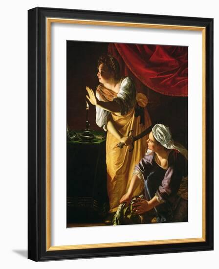 Judith and Maidservant with the Head of Holofernes, c.1625-Artemisia Gentileschi-Framed Giclee Print