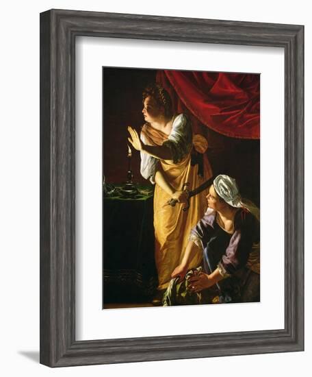 Judith and Maidservant with the Head of Holofernes, c.1625-Artemisia Gentileschi-Framed Giclee Print