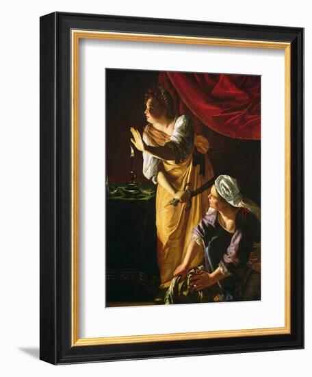 Judith and Maidservant with the Head of Holofernes, c.1625-Artemisia Gentileschi-Framed Giclee Print