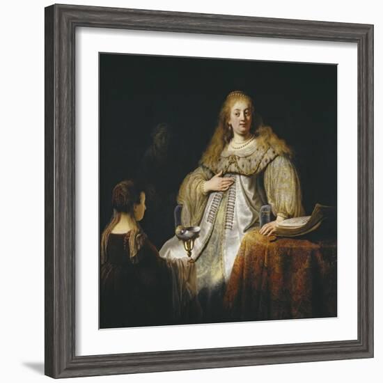 Judith at the Banquet of Holofernes, 1634-Rembrandt van Rijn-Framed Giclee Print