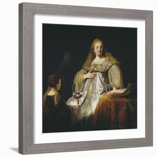 Judith at the Banquet of Holofernes, 1634-Rembrandt van Rijn-Framed Giclee Print