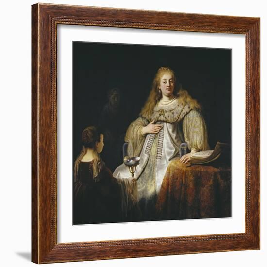 Judith at the Banquet of Holofernes, 1634-Rembrandt van Rijn-Framed Giclee Print