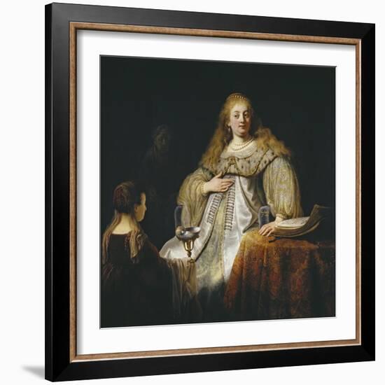 Judith at the Banquet of Holofernes, 1634-Rembrandt van Rijn-Framed Giclee Print