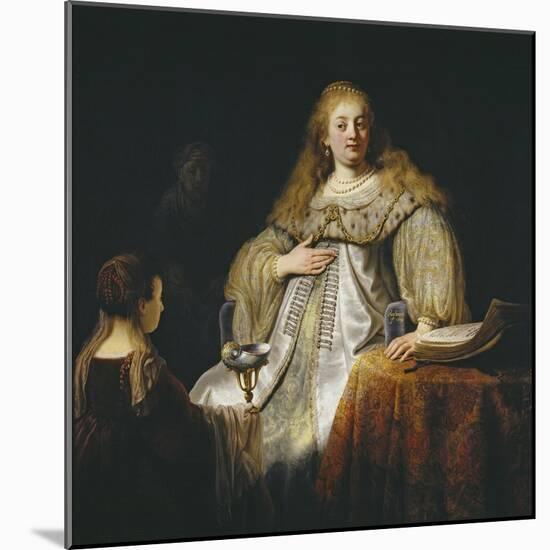 Judith at the Banquet of Holofernes, 1634-Rembrandt van Rijn-Mounted Giclee Print