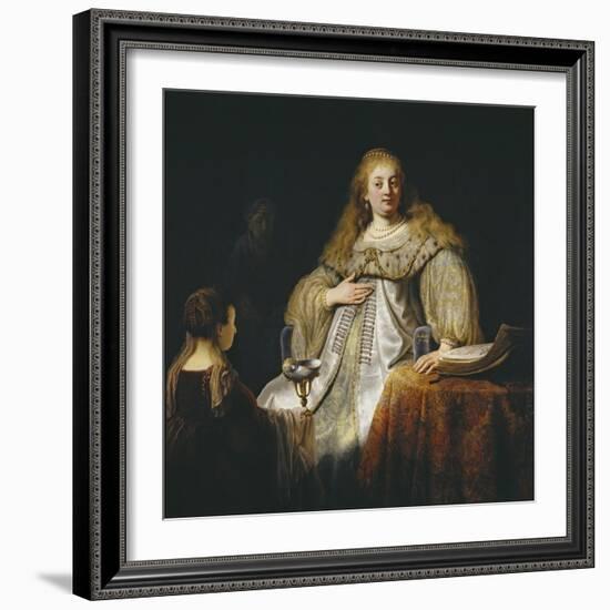 Judith at the Banquet of Holofernes, 1634-Rembrandt van Rijn-Framed Giclee Print