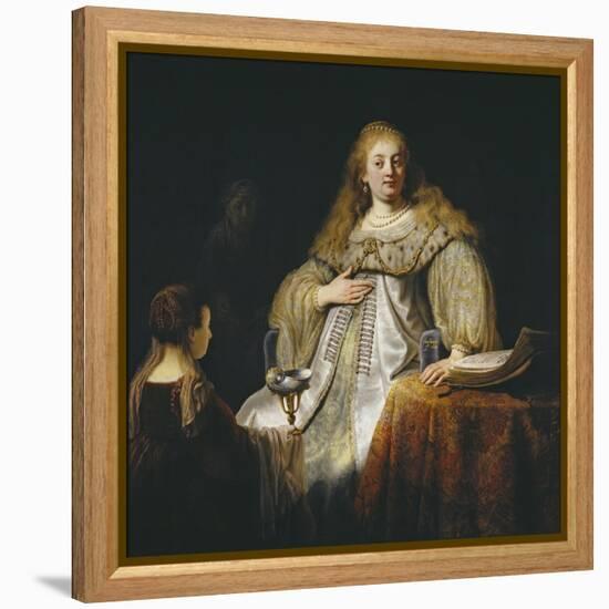 Judith at the Banquet of Holofernes, 1634-Rembrandt van Rijn-Framed Premier Image Canvas