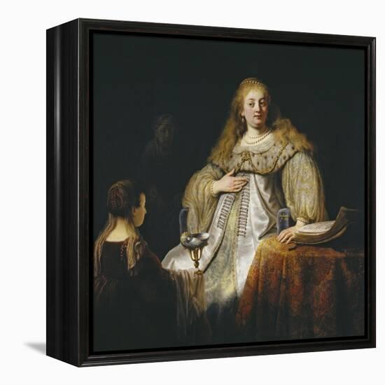 Judith at the Banquet of Holofernes, 1634-Rembrandt van Rijn-Framed Premier Image Canvas