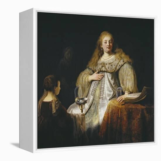 Judith at the Banquet of Holofernes, 1634-Rembrandt van Rijn-Framed Premier Image Canvas