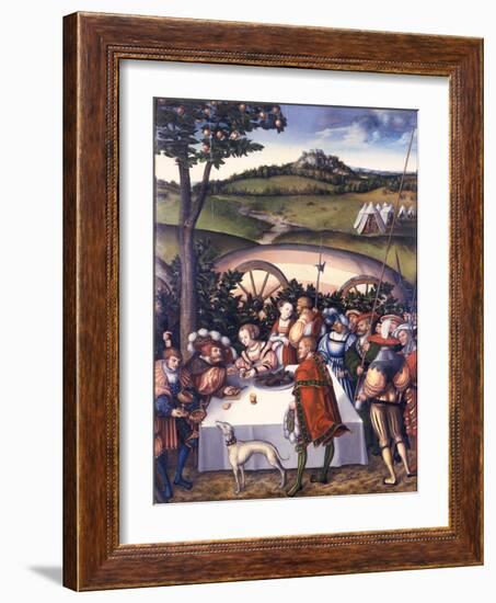 Judith at the Table of Holofernes, 1531-Lucas Cranach the Elder-Framed Giclee Print